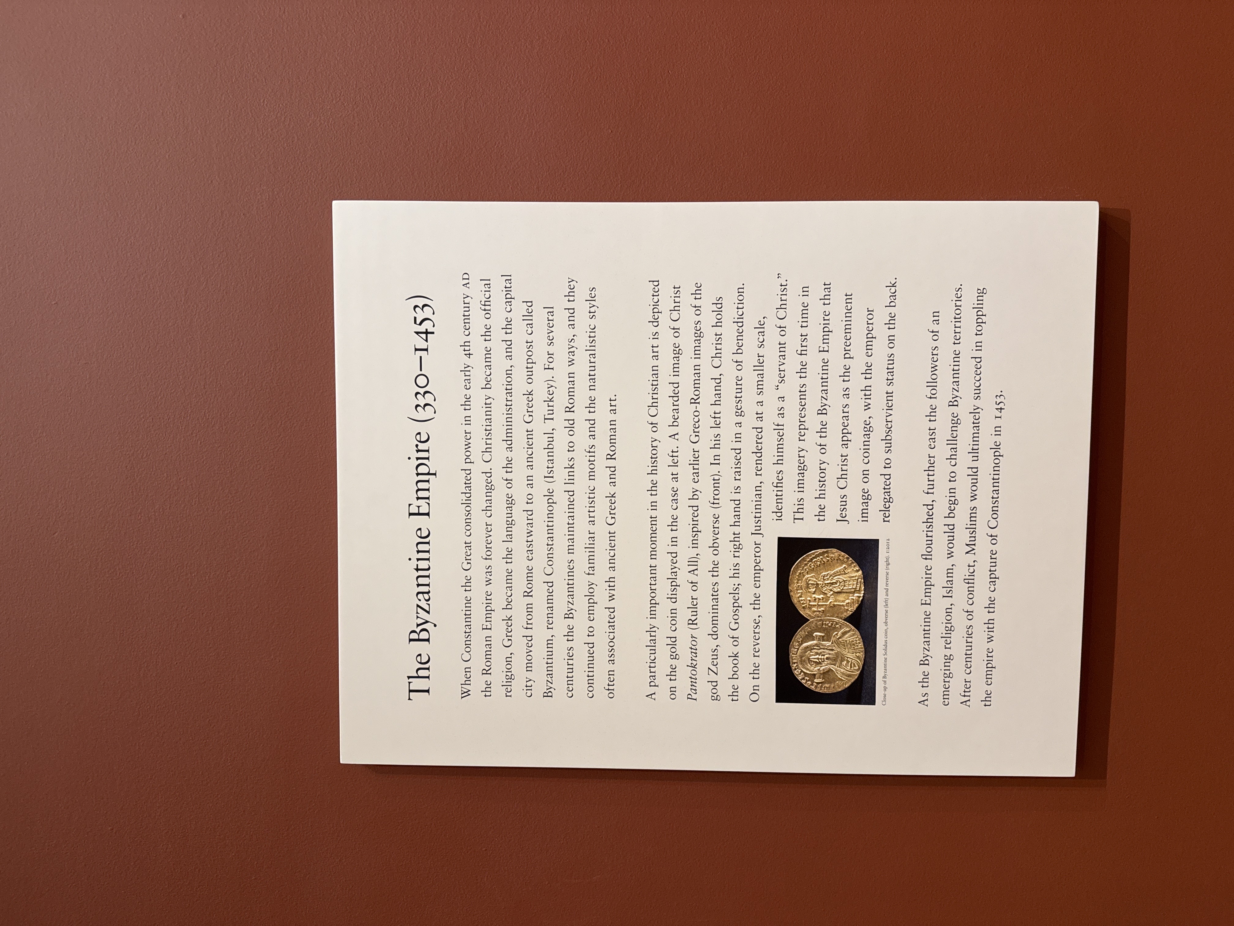 Byzantine Empire Exhibit